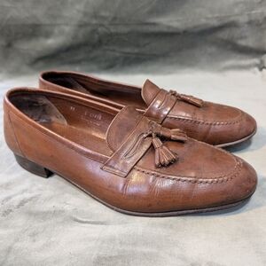 Vintage Brown Leather Tassel Loafers 11 Made In Italy